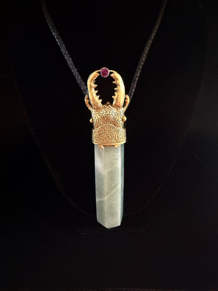 Large Aventurine Stag Beetle necklace