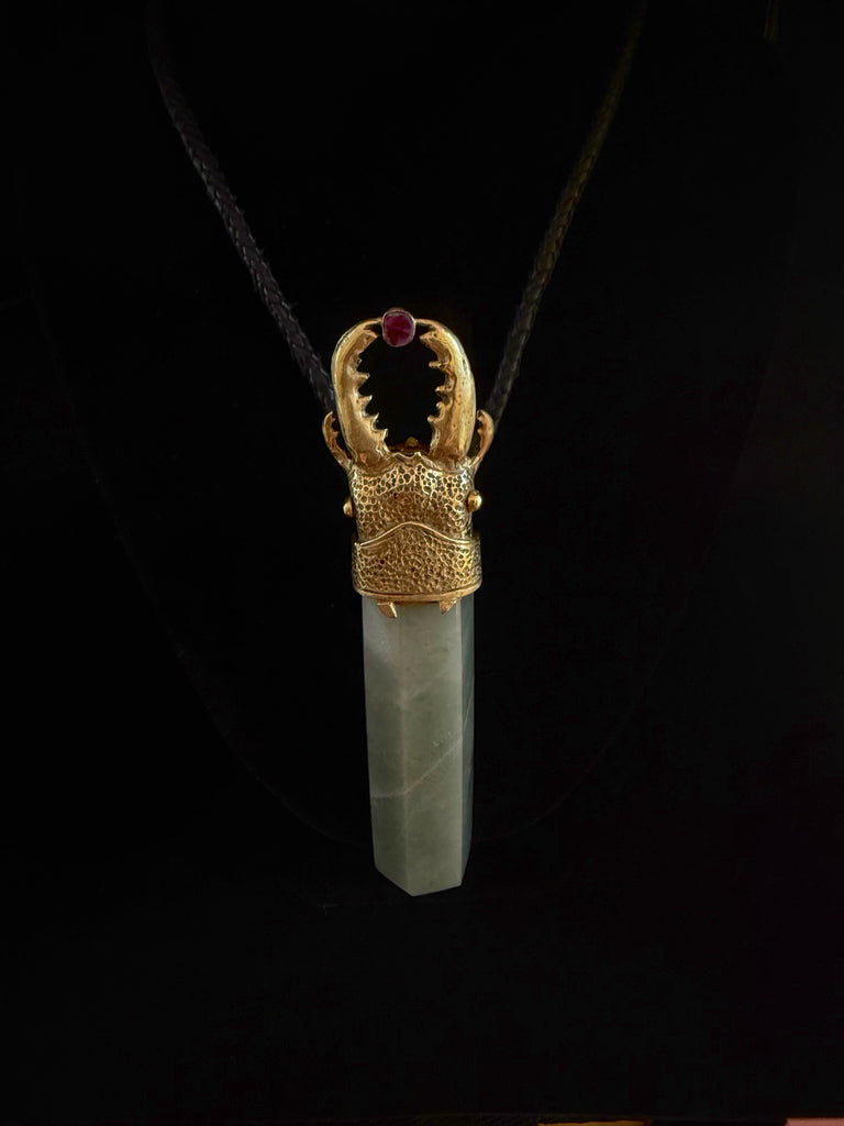 Large Aventurine Stag Beetle necklace