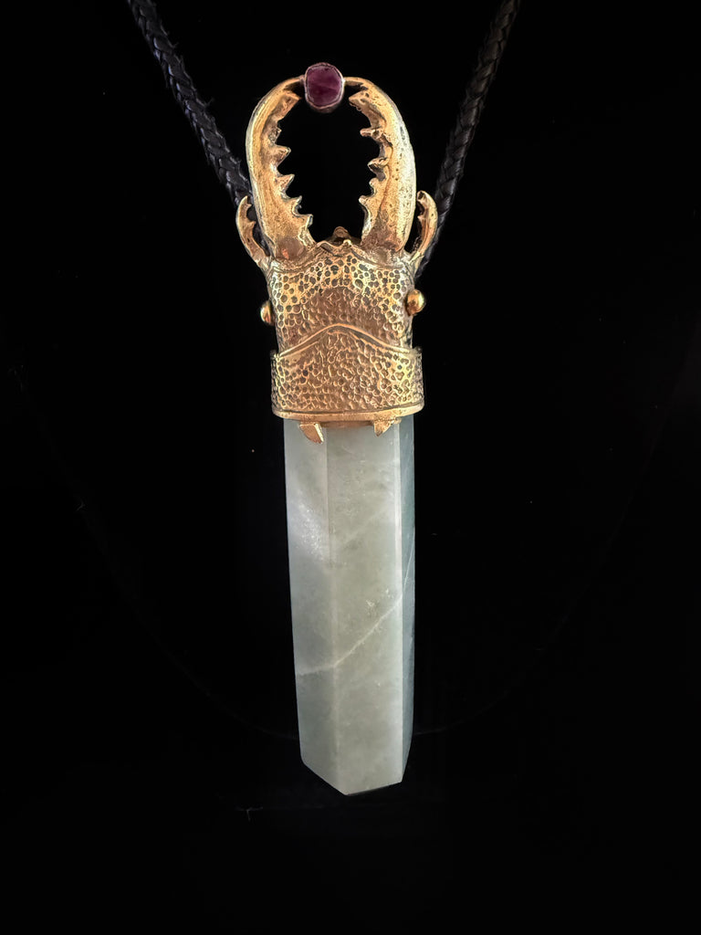 Large Aventurine Stag Beetle necklace