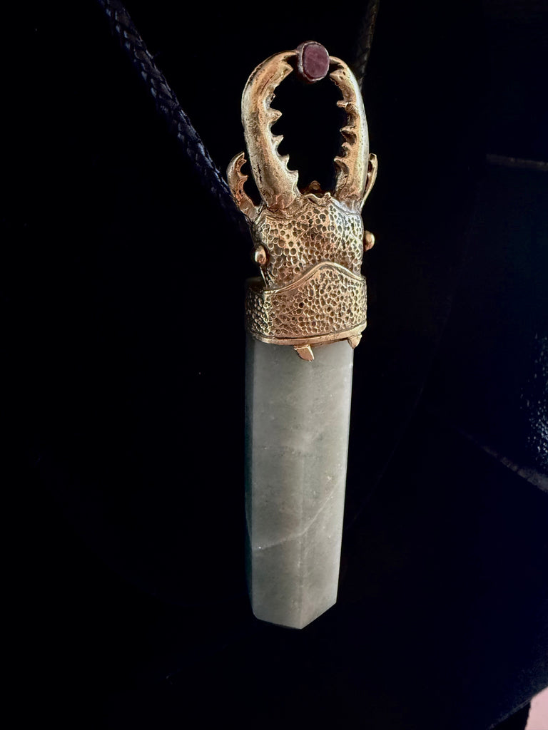 Large Aventurine Stag Beetle necklace