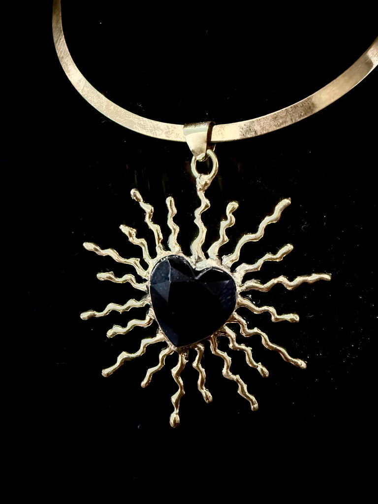 Black Faceted Obsidian Heart