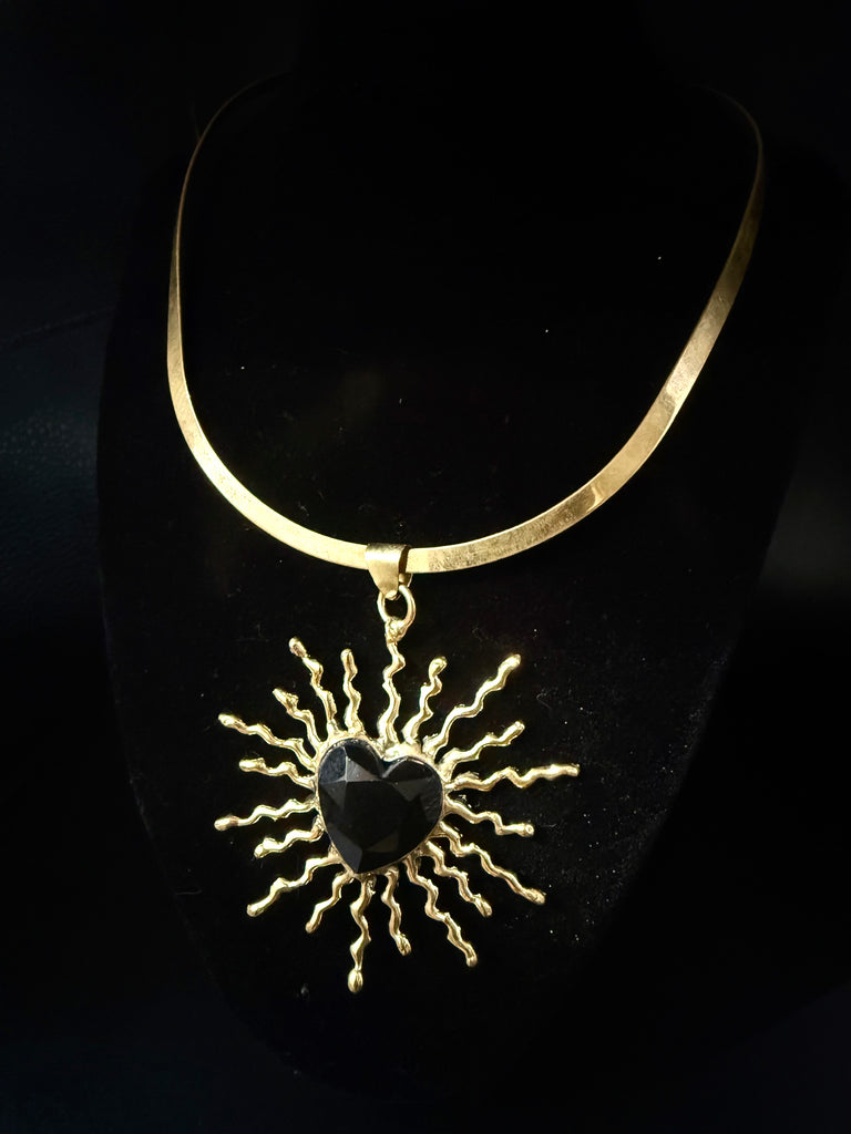 Black Faceted Obsidian Heart