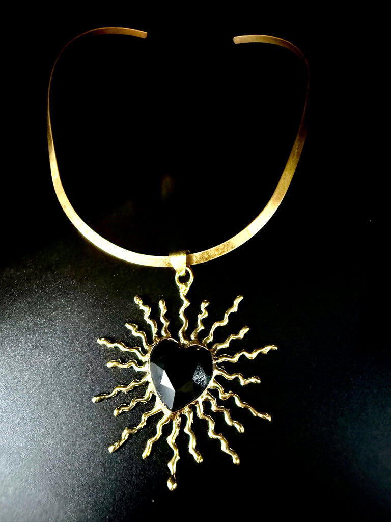 Black Faceted Obsidian Heart
