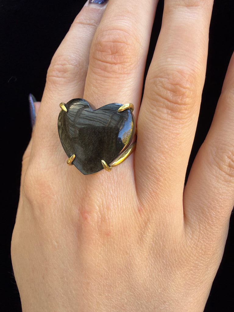 Obsidian Heart Ring