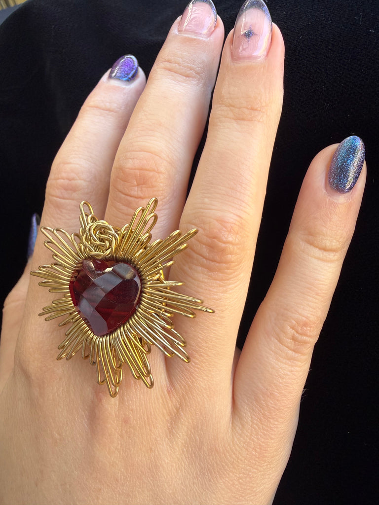 Red Faceted Brilliant Heat Ring