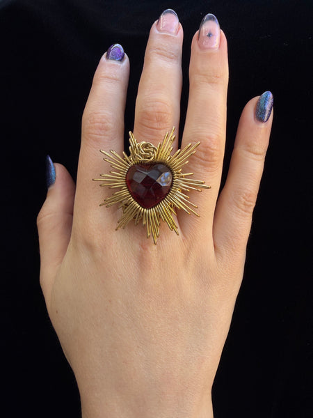 Red Faceted Brilliant Heat Ring