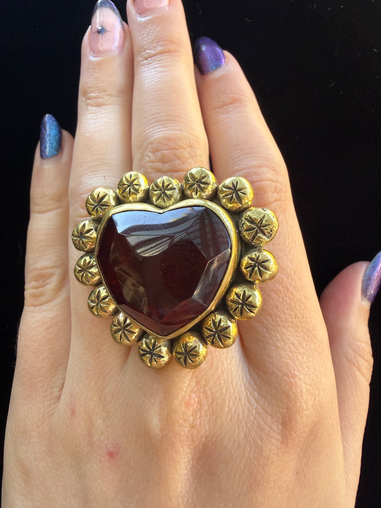 Red Faceted Halos Heat Ring