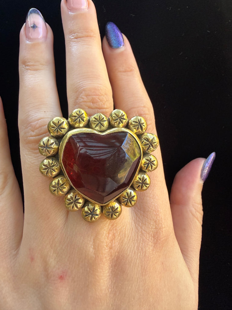 Red Faceted Halos Heat Ring