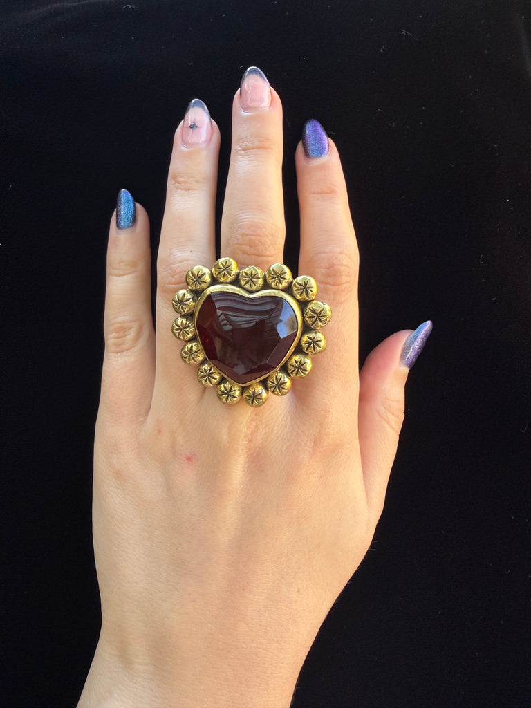 Red Faceted Halos Heat Ring