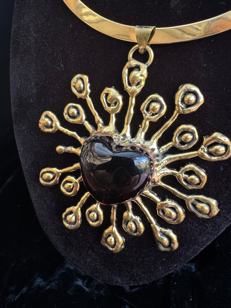 Red Heart Sun Necklace