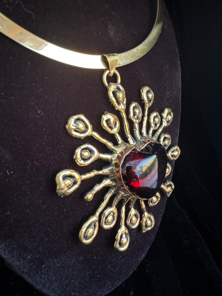 Red Heart Sun Necklace