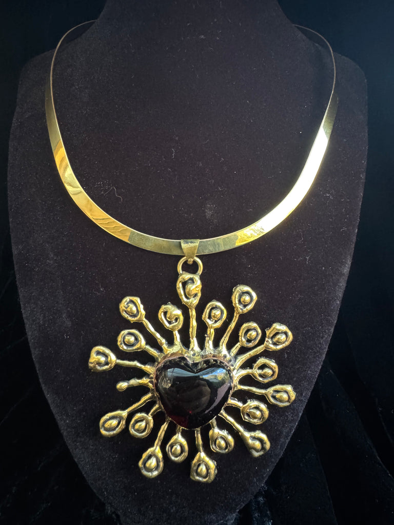 Red Heart Sun Necklace