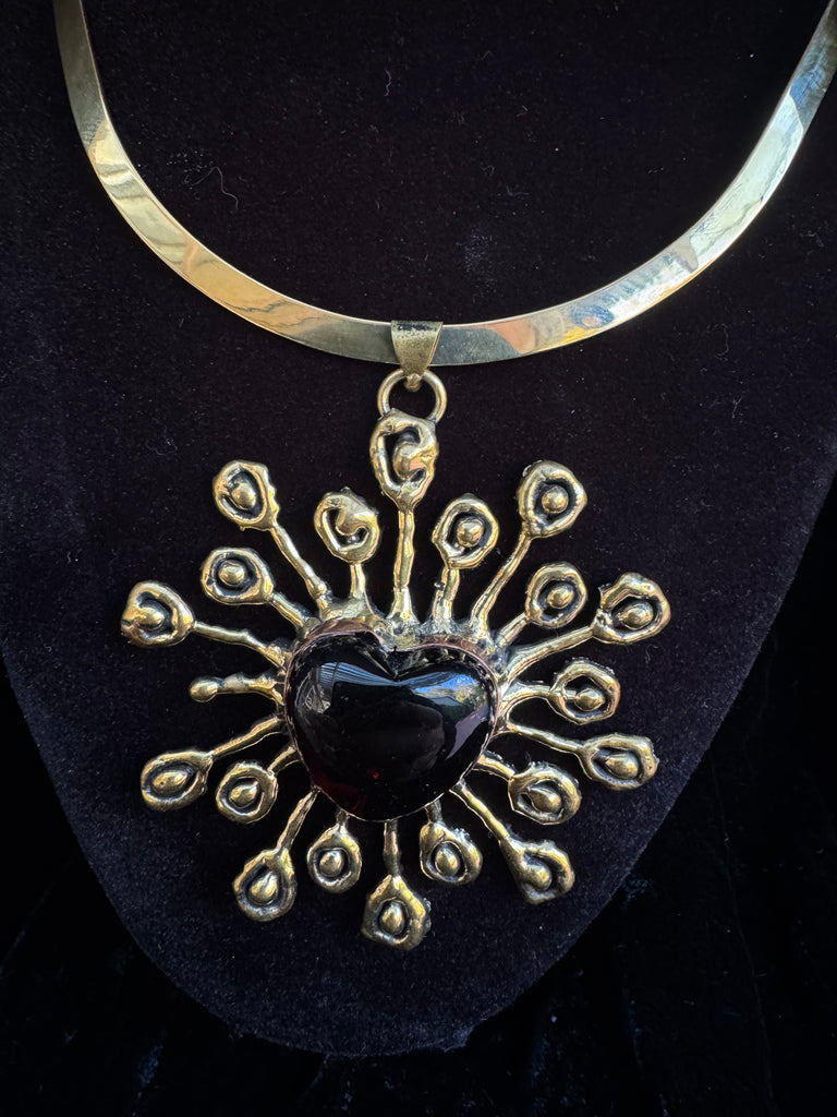 Red Heart Sun Necklace