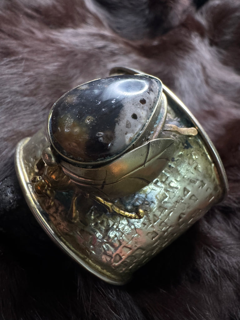 Scarab Beetle Agate Jasper stone Garden Bracelet