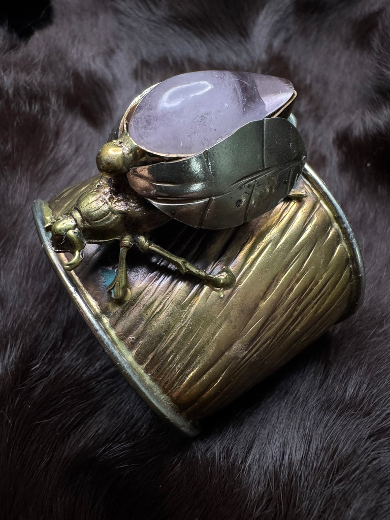Scarab Beetle Amethyst Quartz Garden Bracelet