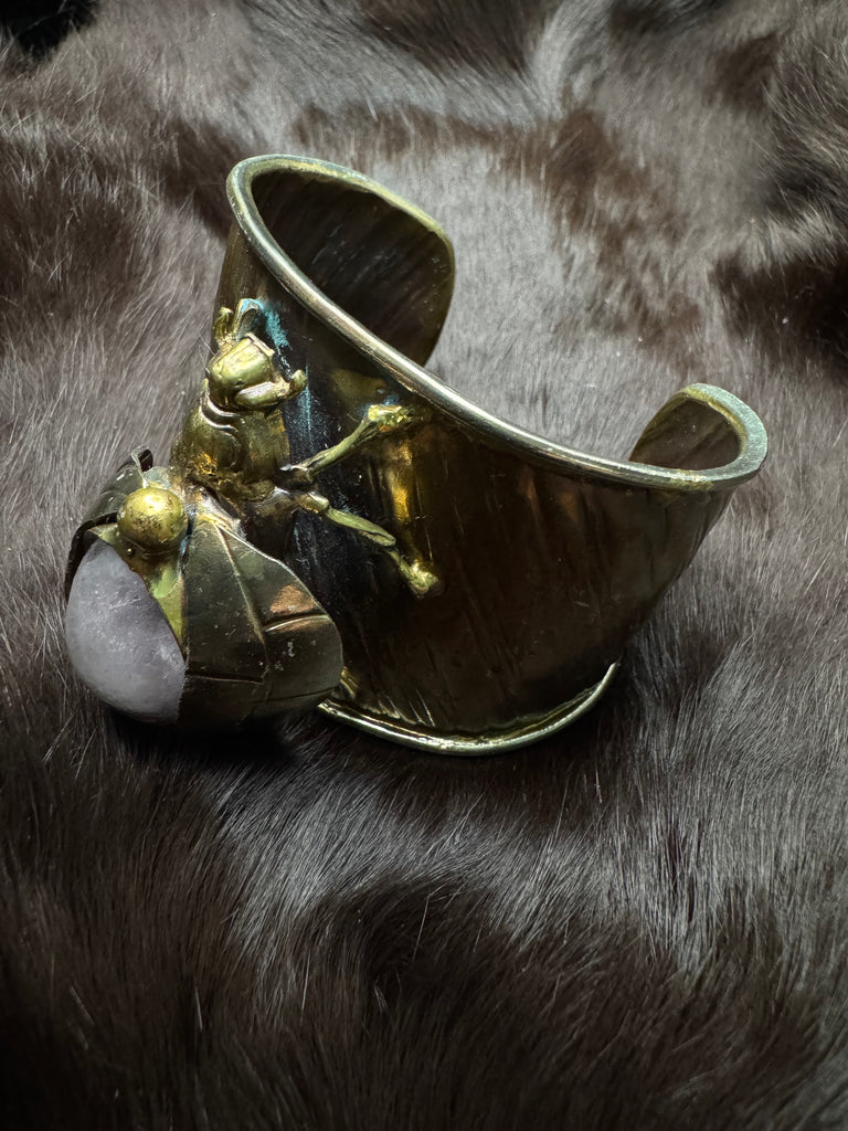 Scarab Beetle Amethyst Quartz Garden Bracelet