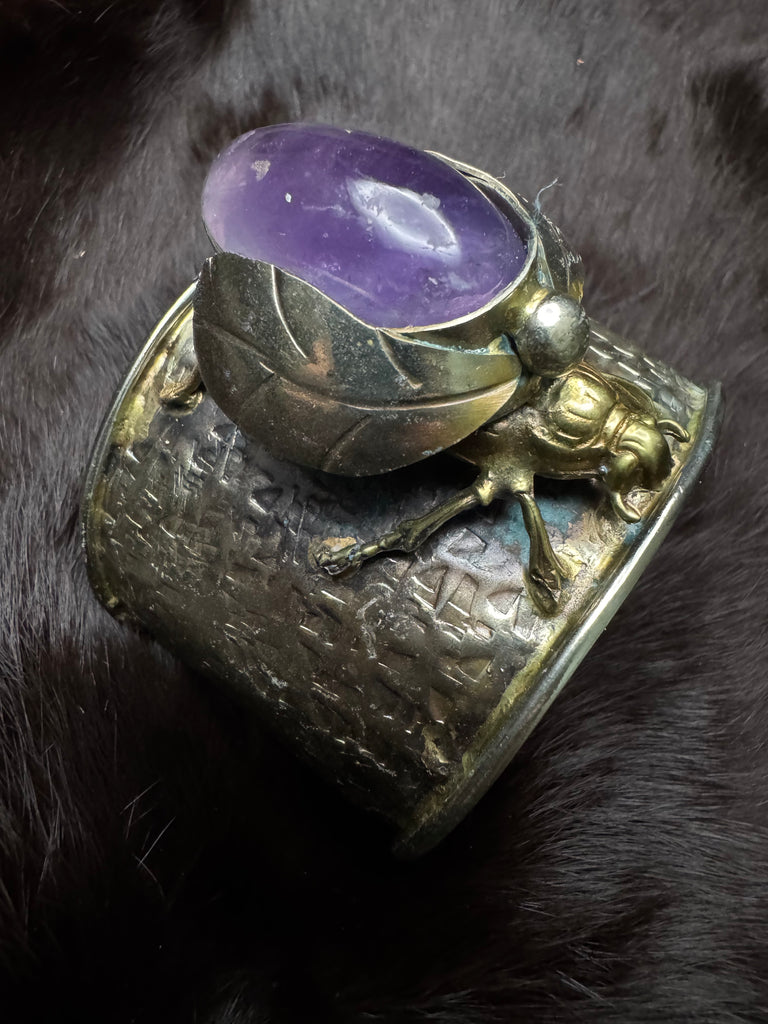 Scarab Beetle Amethyst Stone Garden Bracelet