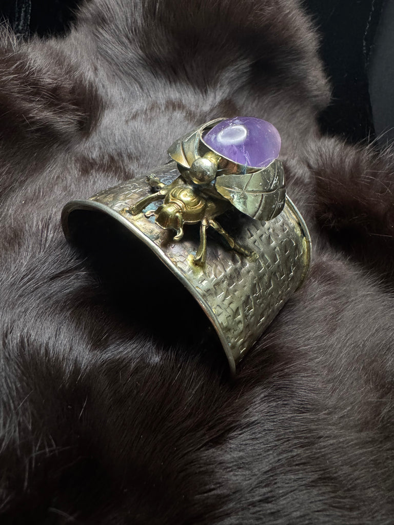Scarab Beetle Amethyst Stone Garden Bracelet