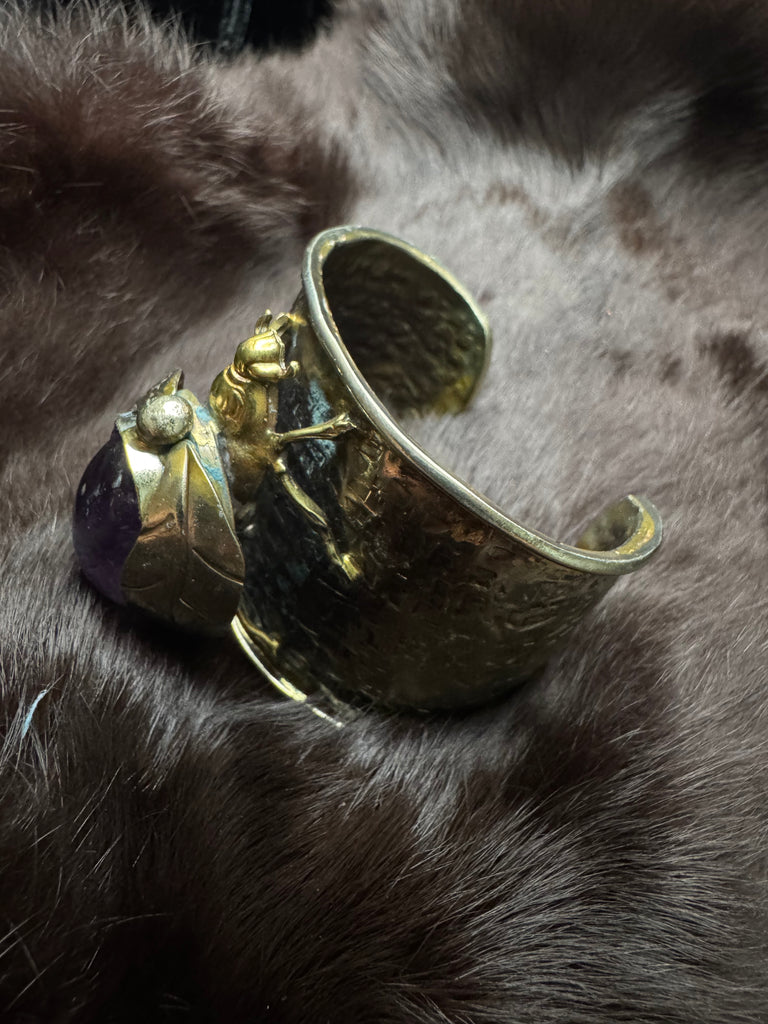 Scarab Beetle Amethyst Stone Garden Bracelet