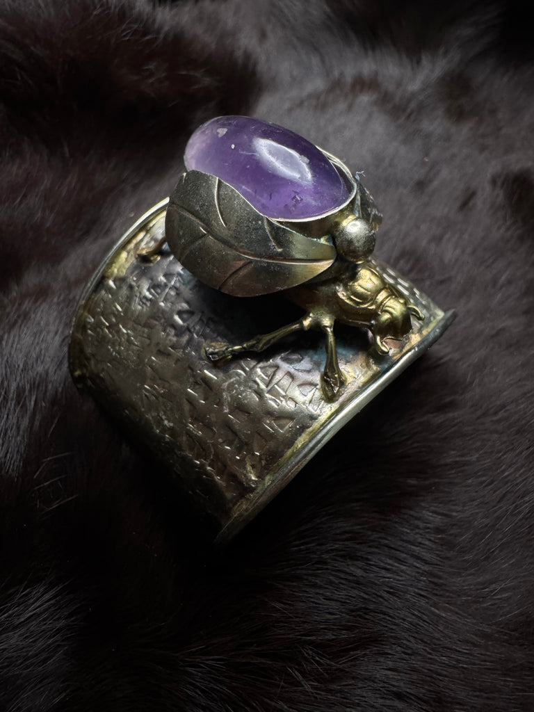 Scarab Beetle Amethyst Stone Garden Bracelet