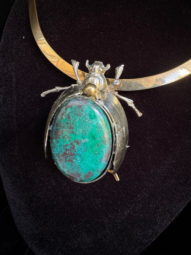 Scarab Beetle Bloodstone Necklace