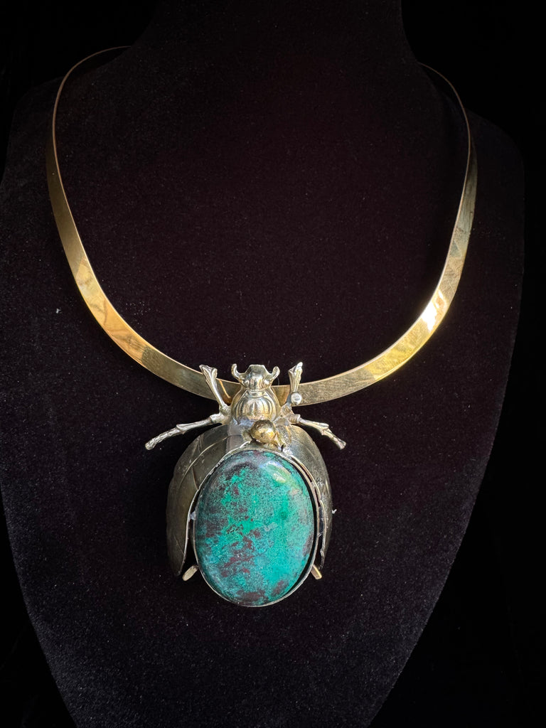 Scarab Beetle Bloodstone Necklace