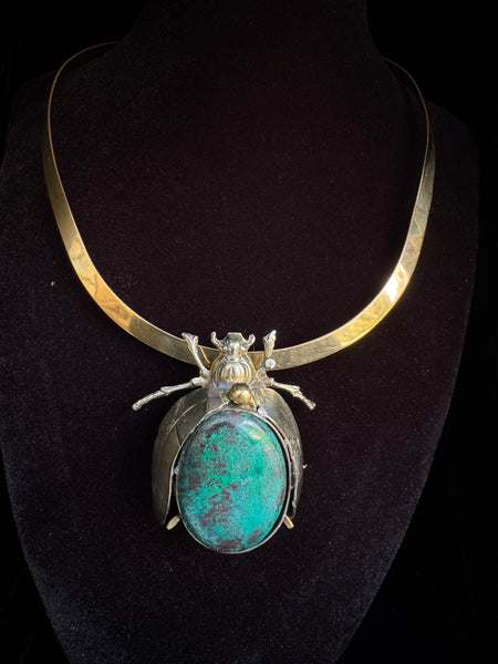 Scarab Beetle Bloodstone Necklace
