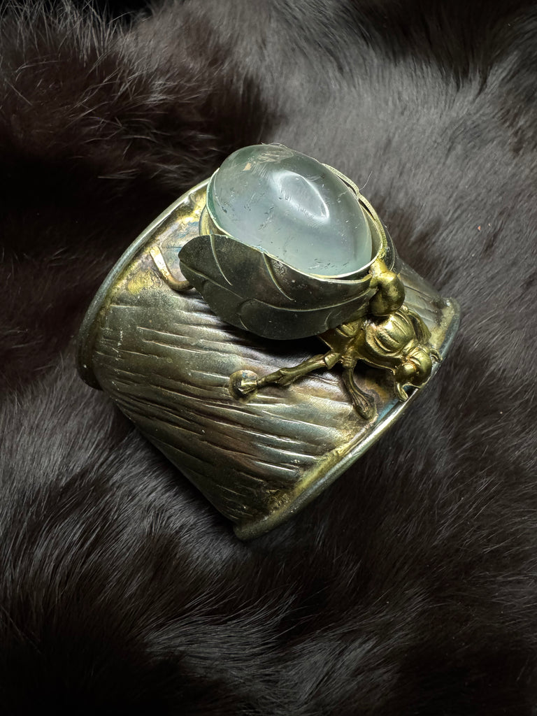 Scarab Beetle Bubble Quartz Garden Bracelet