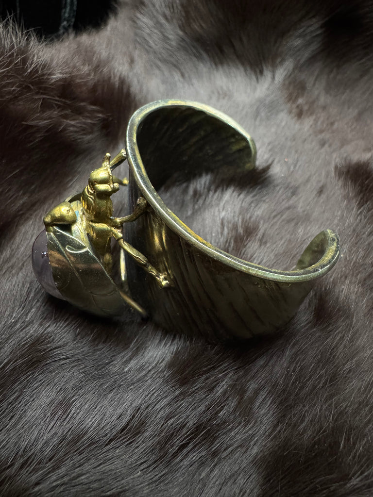 Scarab Beetle Bubble Quartz Garden Bracelet