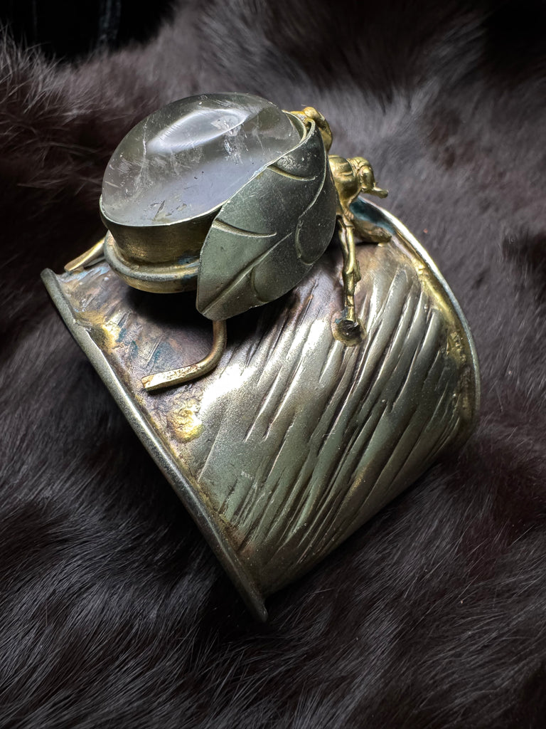 Scarab Beetle Bubble Quartz Garden Bracelet
