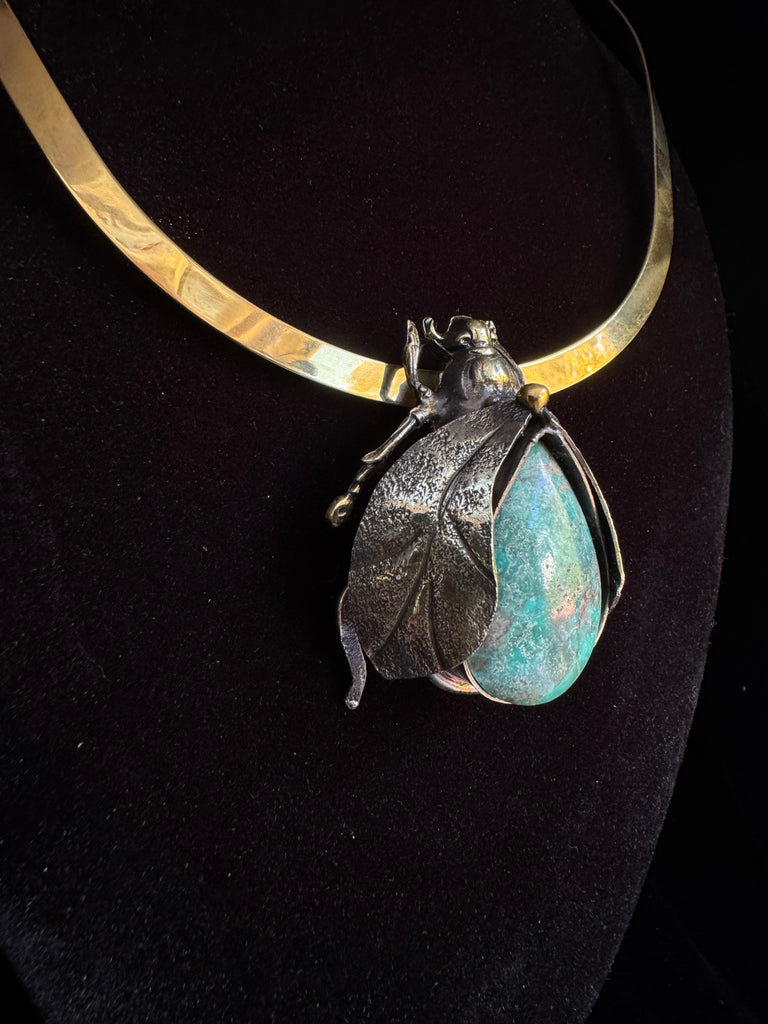 Scarab Beetle Chrysocolla Necklace