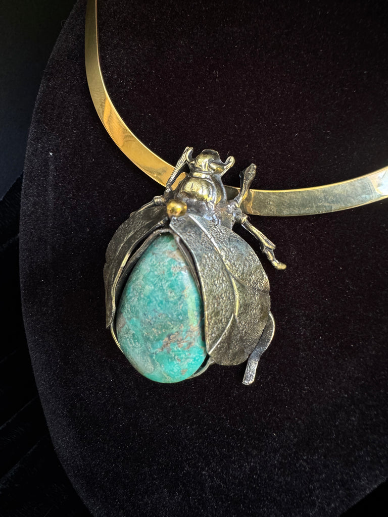Scarab Beetle Chrysocolla Necklace