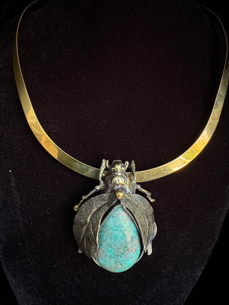 Scarab Beetle Chrysocolla Necklace