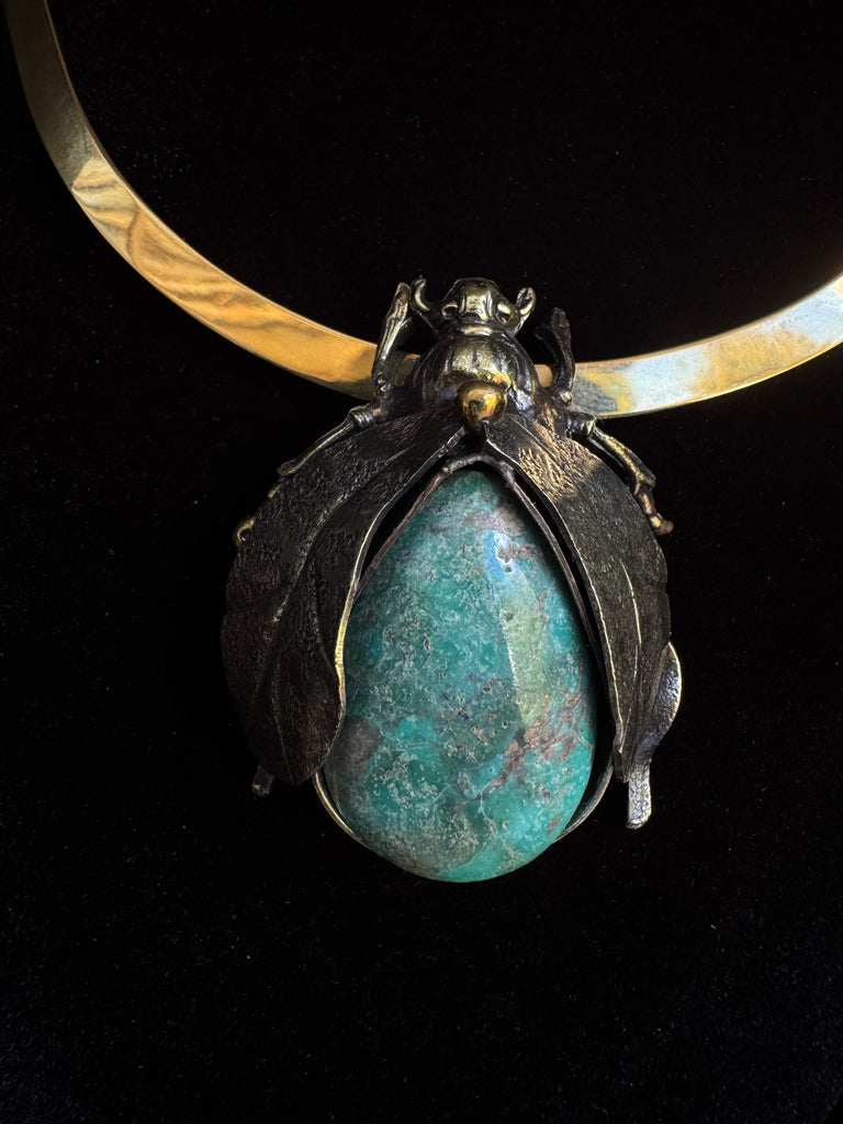 Scarab Beetle Chrysocolla Necklace
