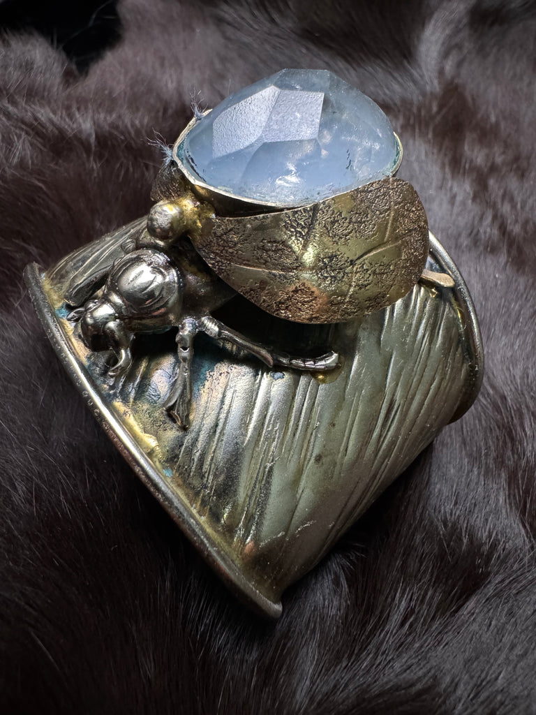 Scarab Beetle Faceted Quartz Garden Bracelet
