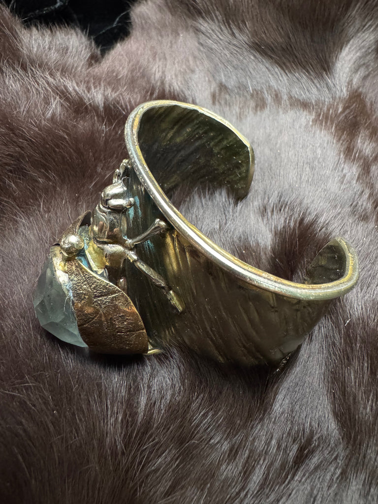 Scarab Beetle Faceted Quartz Garden Bracelet