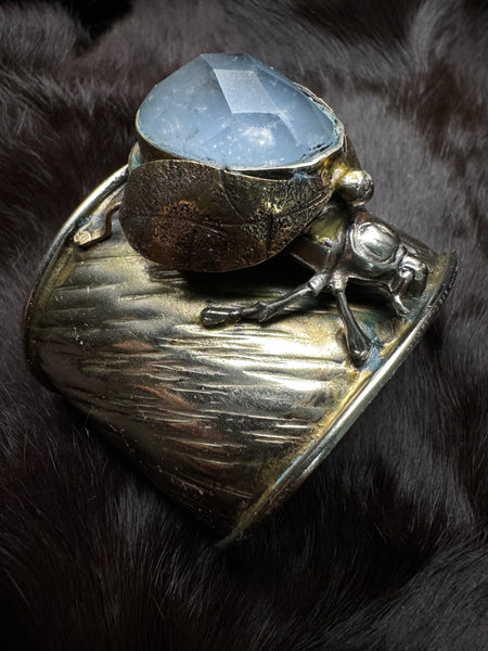 Scarab Beetle Faceted Quartz Garden Bracelet