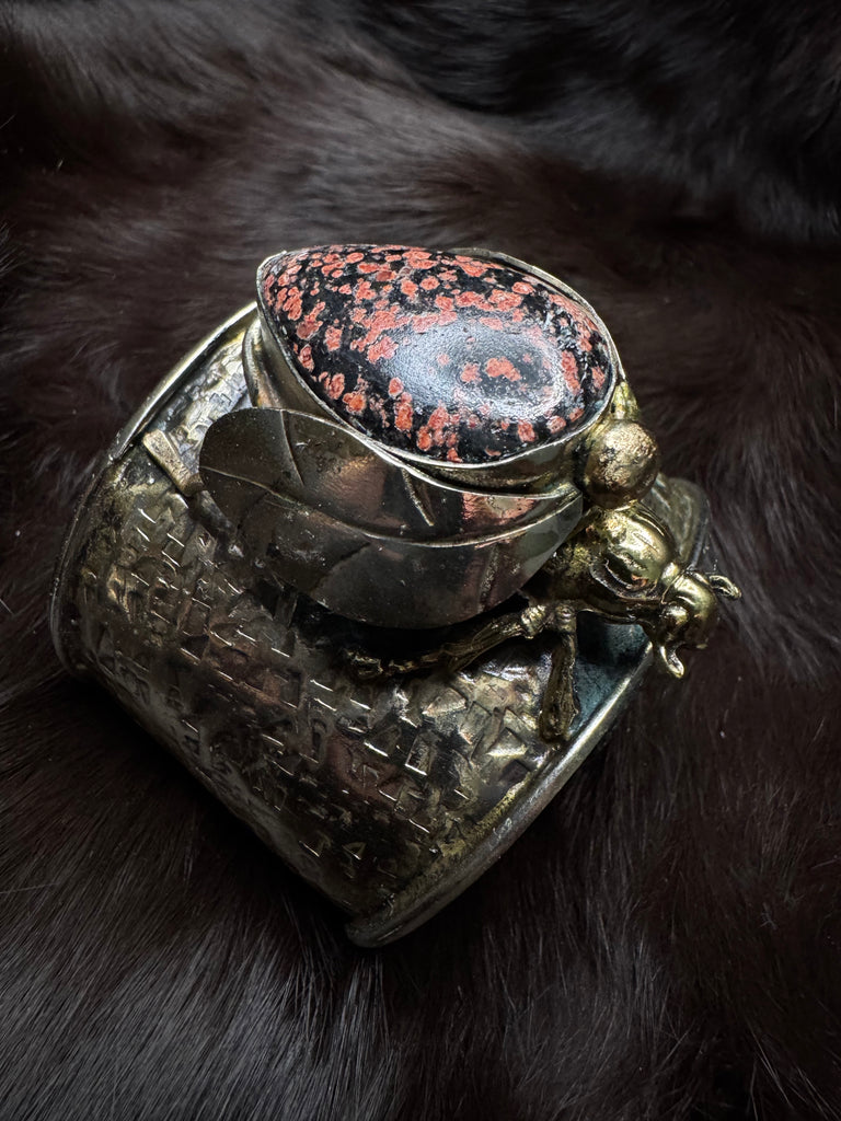 Scarab Beetle Firecracker Obsidian Garden Bracelet