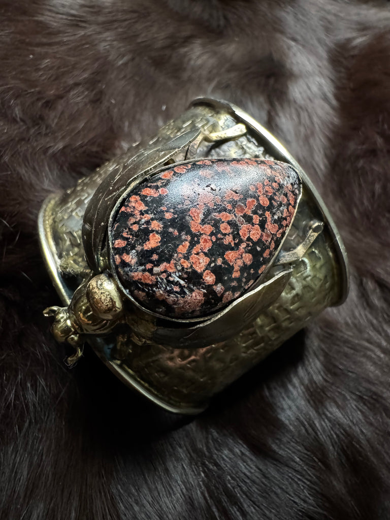 Scarab Beetle Firecracker Obsidian Garden Bracelet