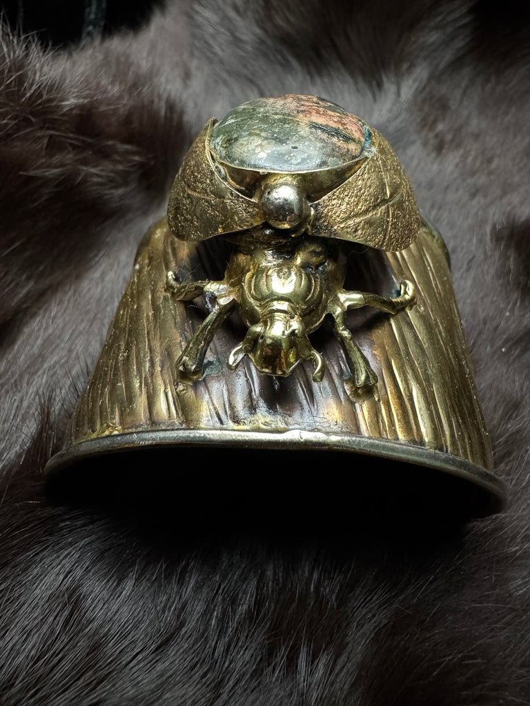 Scarab Beetle Jasper Green/Brown Stone Garden Bracelet