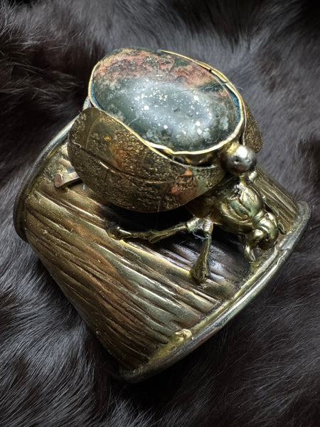 Scarab Beetle Jasper Green/Brown Stone Garden Bracelet