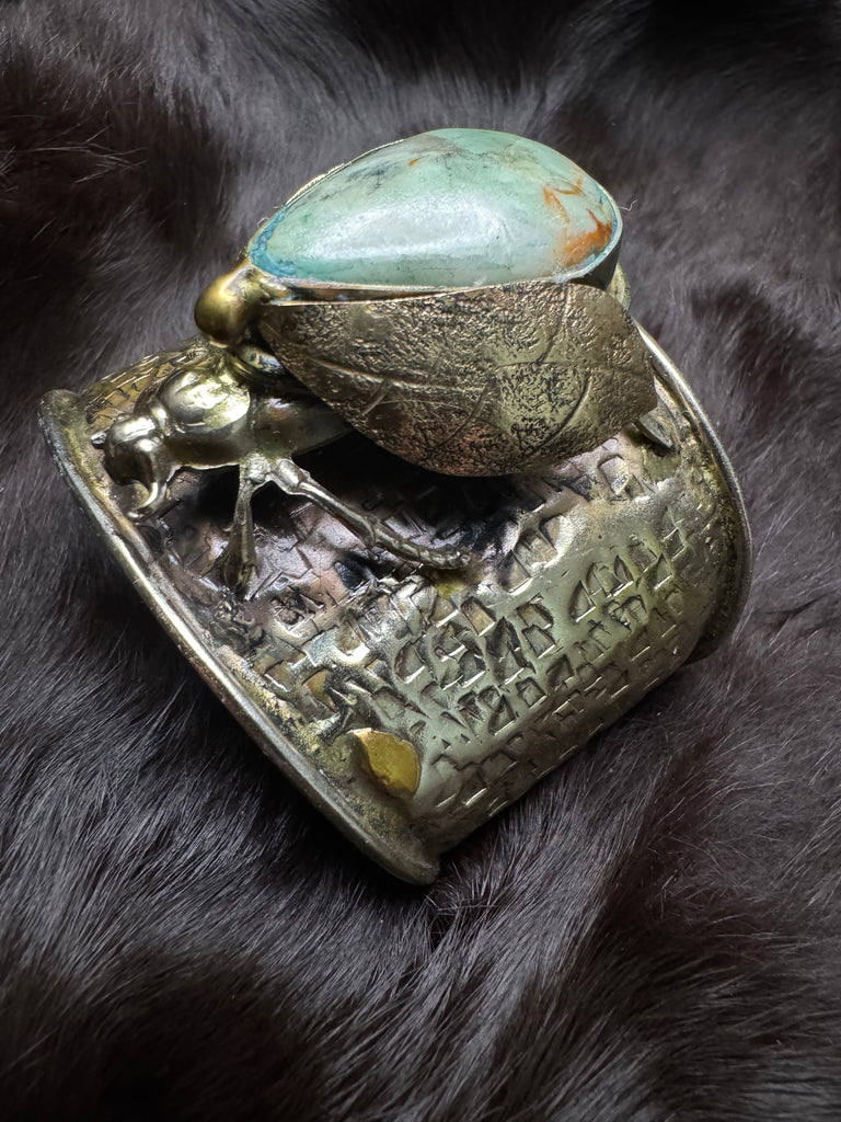 Scarab Beetle Larimar Stone Garden Bracelet