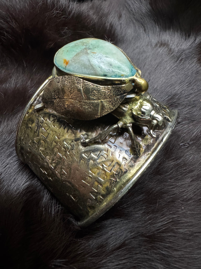 Scarab Beetle Larimar Stone Garden Bracelet