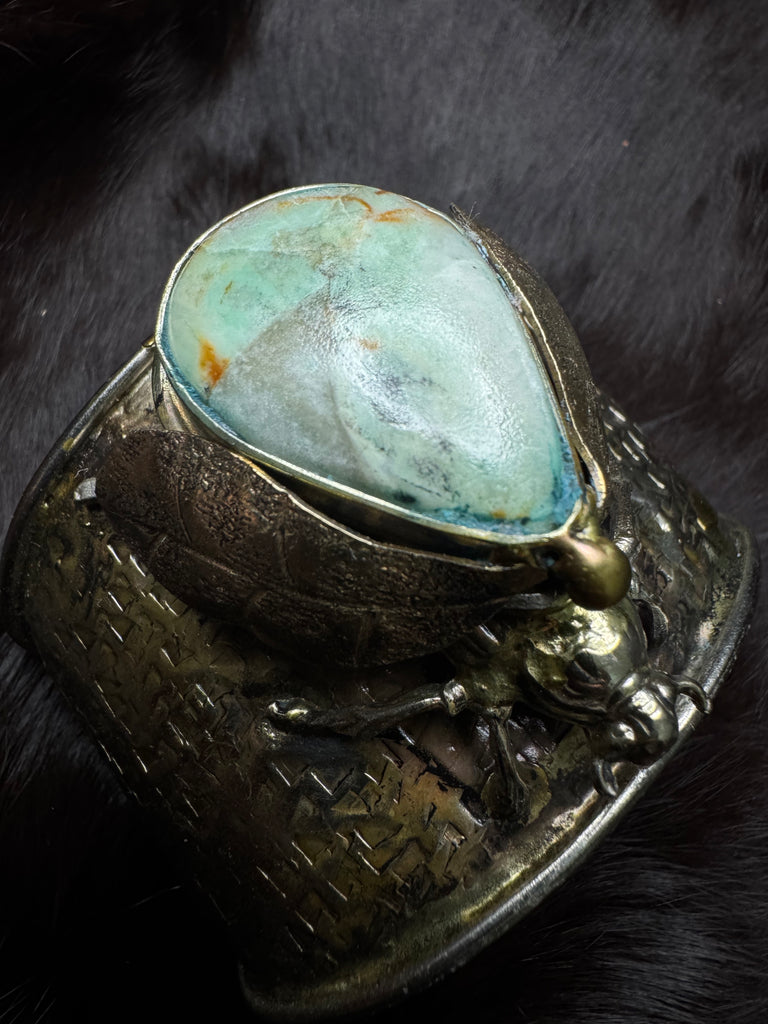 Scarab Beetle Larimar Stone Garden Bracelet