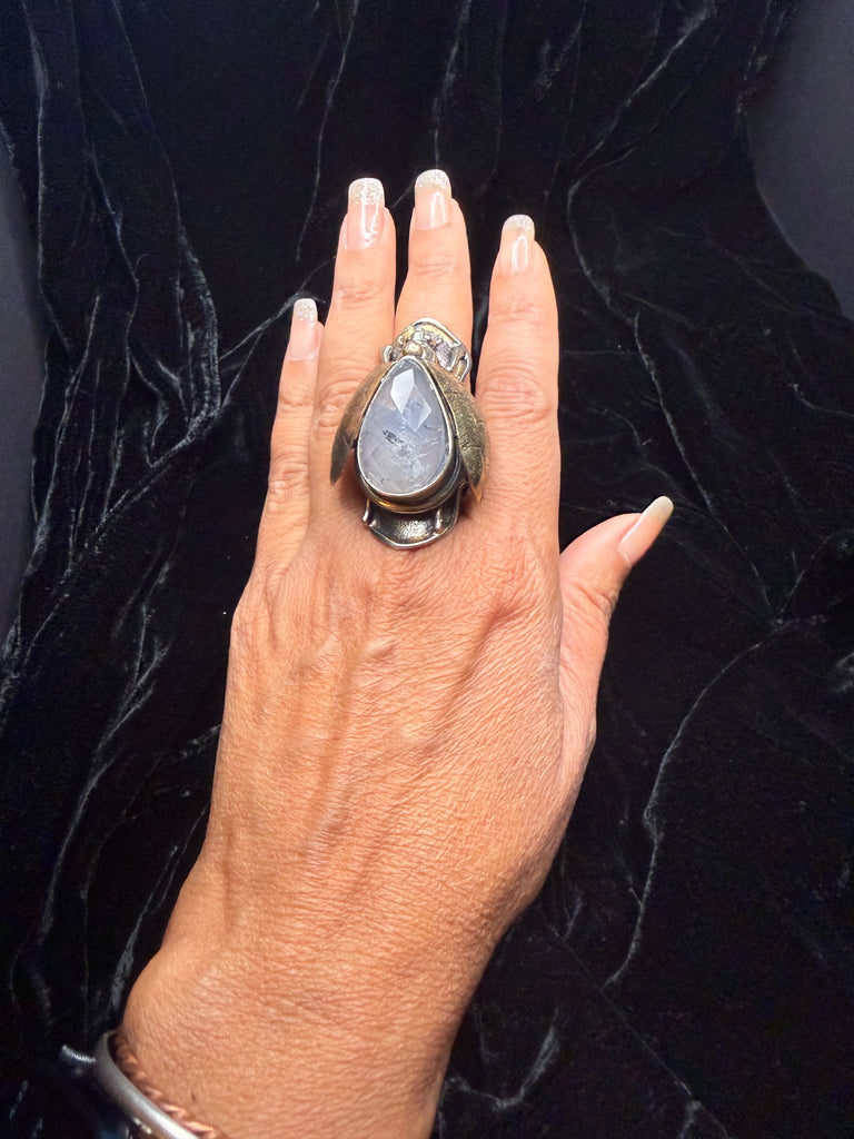 Scarab Beetle Moon Stone Ring