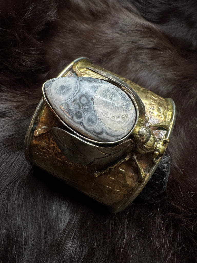 Scarab Beetle Ocean Jasper Bracelet