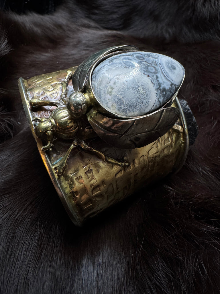 Scarab Beetle Ocean Jasper Bracelet