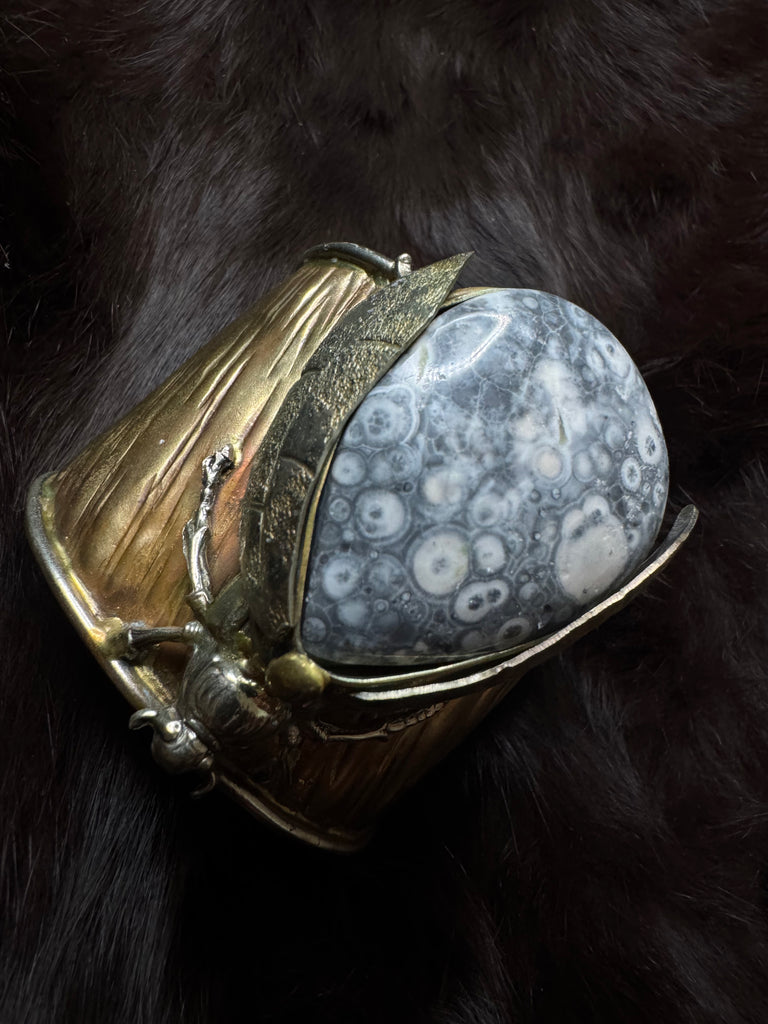 Scarab Beetle Ocean Jasper Bracelet