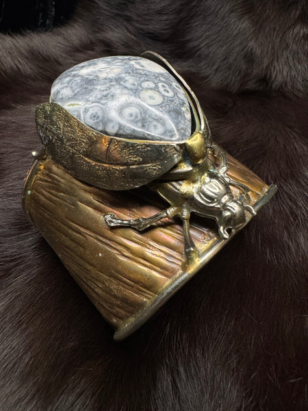 Scarab Beetle Ocean Jasper Bracelet