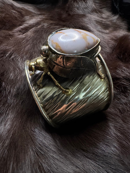 Scarab Beetle Wild Horse Jasper stone Garden Bracelet